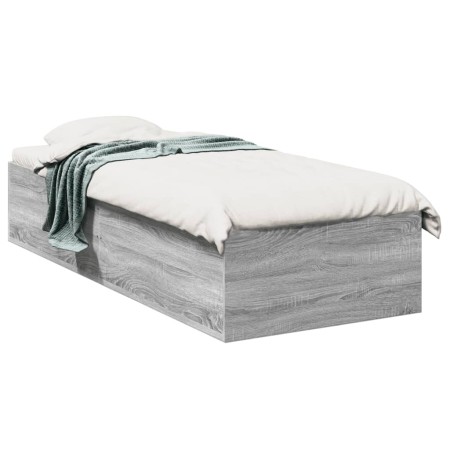 Estructura de cama madera de ingeniería gris Sonoma 90x200 cm de vidaXL, Camas y somieres - Ref: Foro24-3281061, Precio: 96,5...