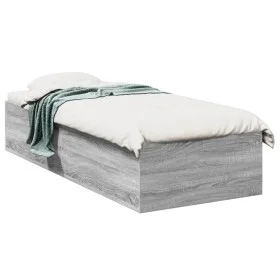 Estructura de cama madera de ingeniería gris Sonoma 100x200 cm de vidaXL, Camas y somieres - Ref: Foro24-3281054, Precio: 99,...