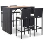 Mesa y sillas bar jardín 5 pzas ratán sintético y madera negro de vidaXL, Conjuntos de jardín - Ref: Foro24-49564, Precio: 51...