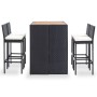 Mesa y sillas bar jardín 5 pzas ratán sintético y madera negro de vidaXL, Conjuntos de jardín - Ref: Foro24-49564, Precio: 51...