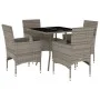 Garden dining set 5 pieces and gray glass synthetic rattan cushions by vidaXL, Garden sets - Ref: Foro24-3278606, Price: 336,...