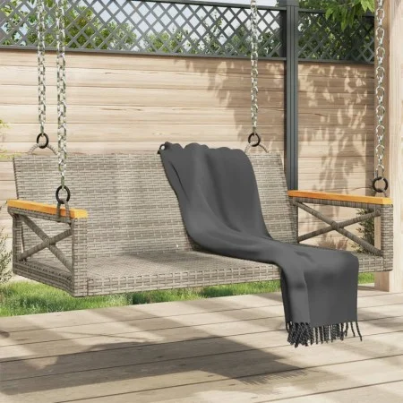 Banco columpio de ratán sintético gris 109x62x40 cm de vidaXL, Bancos de jardín - Ref: Foro24-368153, Precio: 86,73 €, Descue...