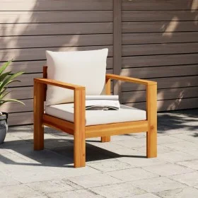 Sillón de jardín con cojines madera maciza de acacia de vidaXL, Sofás modulares de exterior - Ref: Foro24-367621, Precio: 125...