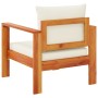 Sillón de jardín con cojines madera maciza de acacia de vidaXL, Sofás modulares de exterior - Ref: Foro24-367621, Precio: 133...