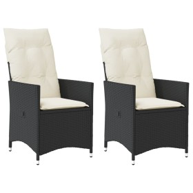Sillones reclinable jardín cojines 2 uds ratán sintético negro de vidaXL, Sillas de jardín - Ref: Foro24-365645, Precio: 210,...