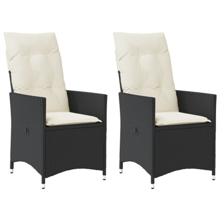 Sillones reclinable jardín cojines 2 uds ratán sintético negro de vidaXL, Sillas de jardín - Ref: Foro24-365645, Precio: 210,...
