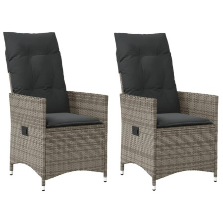 Sillones reclinable jardín y cojines 2 uds ratán sintético gris de vidaXL, Sillas de jardín - Ref: Foro24-365647, Precio: 217...
