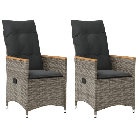 Sillones reclinable jardín y cojines 2 uds ratán sintético gris de vidaXL, Sillas de jardín - Ref: Foro24-365651, Precio: 214...