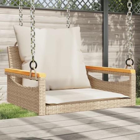Banco columpio con cojines ratán sintético beige 63x62x40 cm de vidaXL, Bancos de jardín - Ref: Foro24-368166, Precio: 83,79 ...