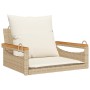 Banco columpio con cojines ratán sintético beige 63x62x40 cm de vidaXL, Bancos de jardín - Ref: Foro24-368166, Precio: 83,79 ...