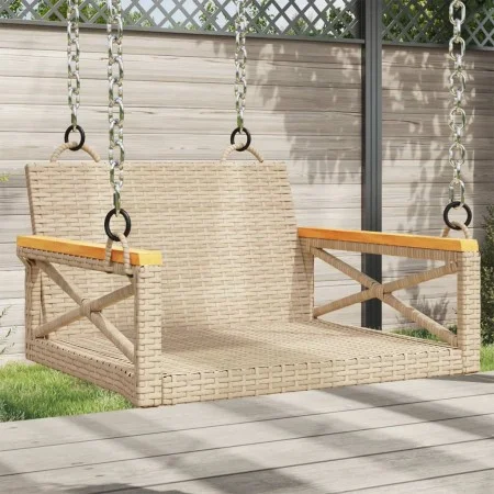 Beigefarbene Schaukelbank aus synthetischem Rattan, 63 x 62 x 40 cm von vidaXL, Gartenbänke - Ref: Foro24-368172, Preis: 69,9...