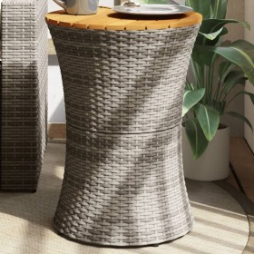 Mesa de jardín en forma de tambor ratán sintético y madera gris de vidaXL, Mesas de jardín - Ref: Foro24-368297, Precio: 70,7...