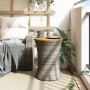 Mesa de jardín en forma de tambor ratán sintético y madera gris de vidaXL, Mesas de jardín - Ref: Foro24-368297, Precio: 70,7...