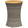 Mesa de jardín en forma de tambor ratán sintético y madera gris de vidaXL, Mesas de jardín - Ref: Foro24-368297, Precio: 70,7...