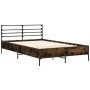 Estructura cama madera ingeniería metal roble ahumado 140x200cm de vidaXL, Camas y somieres - Ref: Foro24-3280044, Precio: 13...