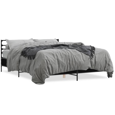 Estructura de cama madera de ingeniería y metal negro 160x200cm de vidaXL, Camas y somieres - Ref: Foro24-3280052, Precio: 15...