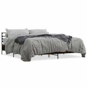 Estructura cama madera ingeniería metal roble ahumado 180x200cm de vidaXL, Camas y somieres - Ref: Foro24-3280059, Precio: 14...