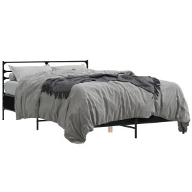 Estructura de cama madera de ingeniería y metal negro 120x190cm de vidaXL, Camas y somieres - Ref: Foro24-3280067, Precio: 13...