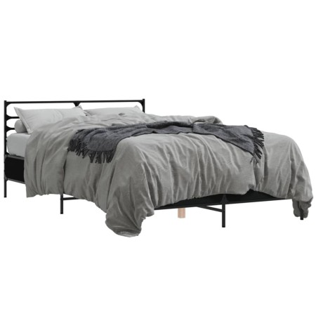 Estructura de cama madera de ingeniería y metal negro 120x190cm de vidaXL, Camas y somieres - Ref: Foro24-3280067, Precio: 13...