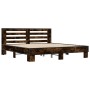 Estructura cama madera ingeniería metal roble ahumado 200x200cm de vidaXL, Camas y somieres - Ref: Foro24-3280084, Precio: 16...