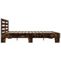 Estructura cama madera ingeniería metal roble ahumado 200x200cm de vidaXL, Camas y somieres - Ref: Foro24-3280084, Precio: 16...