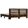Estructura cama madera ingeniería metal roble ahumado 200x200cm de vidaXL, Camas y somieres - Ref: Foro24-3280084, Precio: 16...