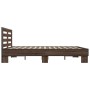 Estructura cama madera ingeniería metal marrón roble 150x200 cm de vidaXL, Camas y somieres - Ref: Foro24-3280101, Precio: 15...