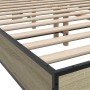 Estructura cama madera ingeniería metal roble Sonoma 140x200 cm de vidaXL, Camas y somieres - Ref: Foro24-3280103, Precio: 14...