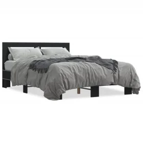 Estructura de cama madera de ingeniería y metal negro 135x190cm de vidaXL, Camas y somieres - Ref: Foro24-3280122, Precio: 14...