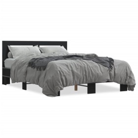 Estructura de cama madera de ingeniería y metal negro 135x190cm de vidaXL, Camas y somieres - Ref: Foro24-3280122, Precio: 14...