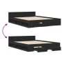 Black engineered wood bed with drawers 140x200 cm by vidaXL, Beds and slatted bases - Ref: Foro24-3280749, Price: 192,57 €, D...