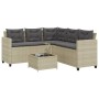 Sofá jardín forma de L con mesa y cojines ratán PE gris claro de vidaXL, Conjuntos de jardín - Ref: Foro24-369044, Precio: 29...