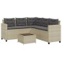Sofá jardín forma de L con mesa y cojines ratán PE gris claro de vidaXL, Conjuntos de jardín - Ref: Foro24-369044, Precio: 29...