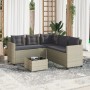 Sofá jardín forma de L con mesa y cojines ratán PE gris claro de vidaXL, Conjuntos de jardín - Ref: Foro24-369044, Precio: 29...
