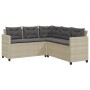 Sofá jardín forma de L con mesa y cojines ratán PE gris claro de vidaXL, Conjuntos de jardín - Ref: Foro24-369044, Precio: 29...