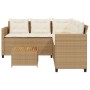 Sofá de jardín en forma de L con mesa y cojines ratán PE beige de vidaXL, Conjuntos de jardín - Ref: Foro24-369050, Precio: 2...