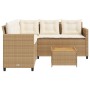 Sofá de jardín en forma de L con mesa y cojines ratán PE beige de vidaXL, Conjuntos de jardín - Ref: Foro24-369050, Precio: 2...