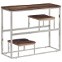 Mesa consola acero inoxidable madera maciza traviesa plateado de vidaXL, Mesas auxiliares - Ref: Foro24-350013, Precio: 95,42...