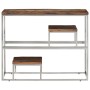 Mesa consola acero inoxidable madera maciza traviesa plateado de vidaXL, Mesas auxiliares - Ref: Foro24-350013, Precio: 95,42...