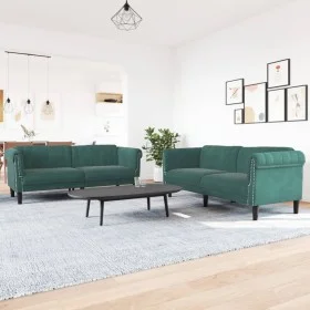 Zweiteilige Sofagarnitur aus dunkelgrünem Samt von vidaXL, Sofas - Ref: Foro24-3209221, Preis: 517,83 €, Rabatt: %