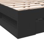 Estructura cama con cajones madera ingeniería negra 200x200 cm de vidaXL, Camas y somieres - Ref: Foro24-3280721, Precio: 185...