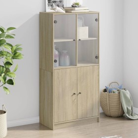 Aparador alto con puertas madera roble Sonoma 68x37x142 cm de vidaXL, Aparadores - Ref: Foro24-3295866, Precio: 136,39 €, Des...
