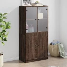 Aparador alto con puertas madera roble marrón 68x37x142 cm de vidaXL, Aparadores - Ref: Foro24-3295870, Precio: 126,52 €, Des...