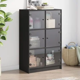 Aparador alto con puertas madera ingeniería negro 68x37x109 cm de vidaXL, Aparadores - Ref: Foro24-3295851, Precio: 114,78 €,...