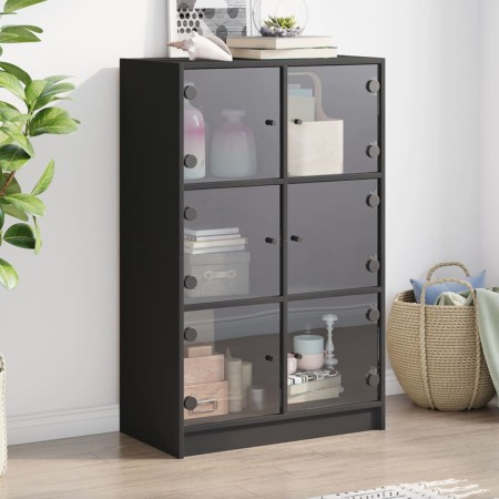 Aparador alto con puertas madera ingeniería negro 68x37x109 cm de vidaXL, Aparadores - Ref: Foro24-3295851, Precio: 116,20 €,...