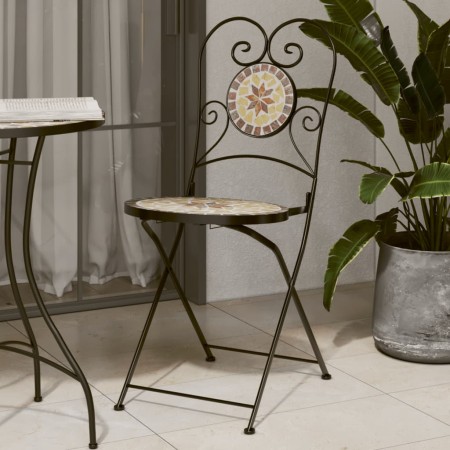 Sillas de bistró plegables 2 uds cerámica terracota y blanco de vidaXL, Sillas de jardín - Ref: Foro24-4003407, Precio: 169,1...