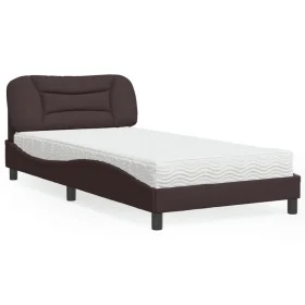 Cama con colchón tela marrón oscuro 100x200 cm de vidaXL, Camas y somieres - Ref: Foro24-3208516, Precio: 308,72 €, Descuento: %