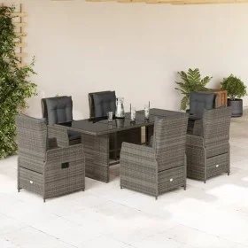 Set comedor jardín 7 pzas y cojines ratán sintético gris de vidaXL, Conjuntos de jardín - Ref: Foro24-3262783, Precio: 946,62...