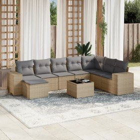Set de sofás de jardín 9 pzas con cojines ratán sintético beige en Conjuntos de jardín | Comprar online en Foru.es