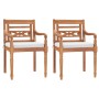 Juego comedor de jardín 3 pzas y cojines blancos madera de teca de vidaXL, Conjuntos de jardín - Ref: Foro24-3155978, Precio:...